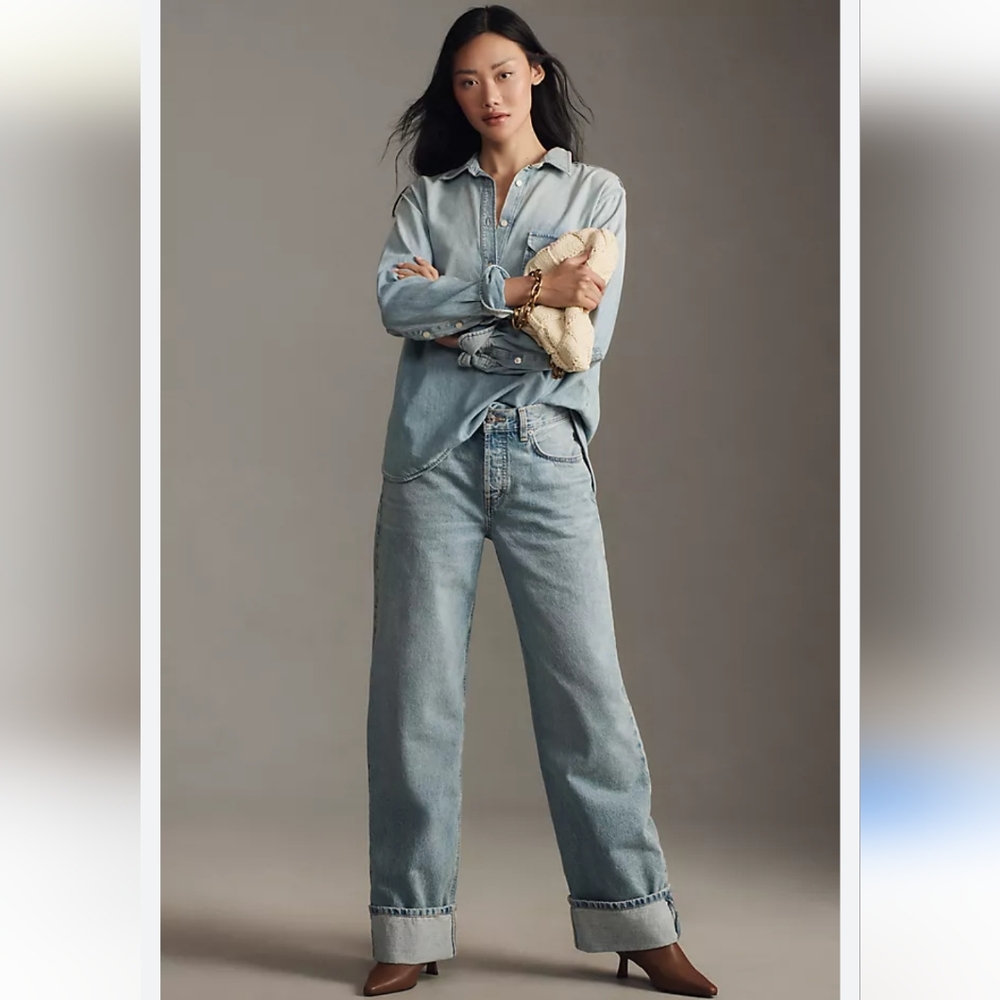 Anthropologie Etica Stanton High-rise Relaxed Cuff Jeans Size 28 Color Arctic
